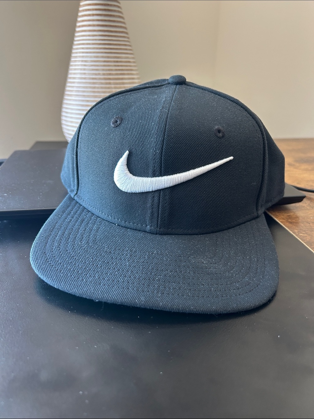 Nike Black and White Flat Brim Cap